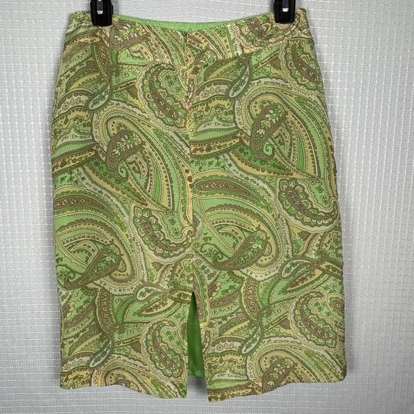 Y2K Worthington Green Paisley Silk Skirt Size 4 Fairycore Fairy‎ Etheral Earthy - Picture 2 of 11